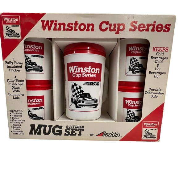 Vintage Aladdin Winston Cup‎ Series Mug & Pitcher Set Nascar Advertising Racing - Picture 1 of 9